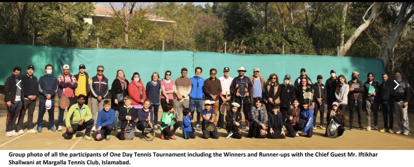 Participants, winners and runners-up of the One Day Tennis Tournament at Margalla Tennis Club